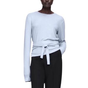Zara Soft Touch Long Sleeve Knit Sweater
Top Tie Back Light Blue